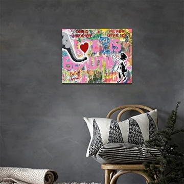 Banksy Girl Elephant Canvas Art for Home Decor