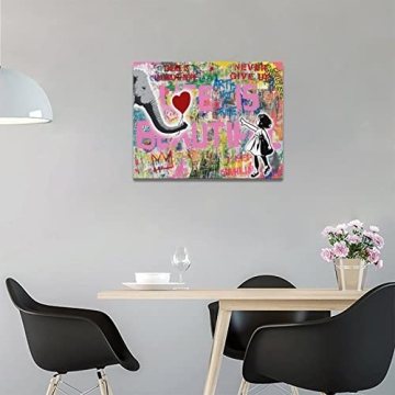 Banksy Girl Elephant Canvas Art for Home Decor