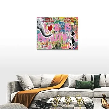 Banksy Girl Elephant Canvas Art for Home Decor