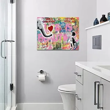 Banksy Girl Elephant Canvas Art for Home Decor