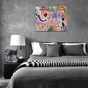 Banksy Girl Elephant Canvas Art for Home Decor