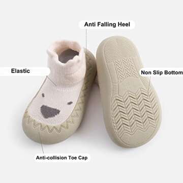 Exegawe Baby Sock Shoes Toddler Cartoon Soft Rubber Sole Non Slip Floor Slipper for Boys Girls First...