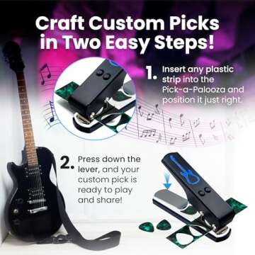 Pick-a-Palooza DIY Guitar Picks Punch Mega Pack - Custom Pick Maker for Musicians - Features Leather Key Chain Holder, Pick Strips with Artwork & File - Unique Gifts for Men & Women - Blue Punch