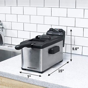 Elite Gourmet EDF-3500 Deep Fryer Adjustable Timer Stainless Steel