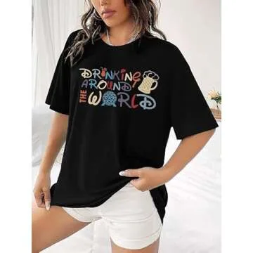 Around The World Shirt Women Magic Kingdom Tour Tshirt Funny Traveler Family Vacation Short Sleeve T...