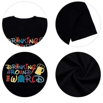 Around The World Shirt Women Magic Kingdom Tour Tshirt Funny Traveler Family Vacation Short Sleeve Top Black