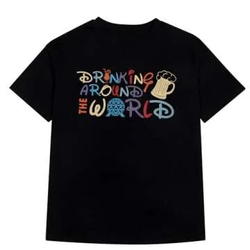 Around The World Shirt Women Magic Kingdom Tour Tshirt Funny Traveler Family Vacation Short Sleeve Top Black