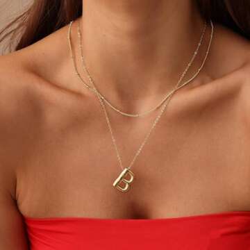 Bubble Initial Necklaces for Women, 14K Gold Layered Balloon Letter A-Z Pendant Choker Necklace, Dainty Name Personalized Monogram Jewelry Birthday Gifts for Her Letter L