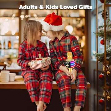 BONAOK Bluetooth Wireless Karaoke Microphone with LED Lights,4-in-1 Portable Handheld Mic with Speak...