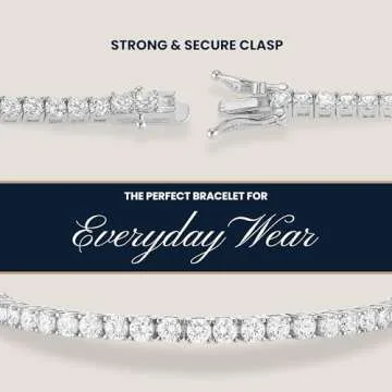 KISPER 24K White Gold Plated Tennis Bracelets for Women, 3mm Cubic Zirconia Simulated Diamond Classic Womens Bracelet, Size 7.5 Inches