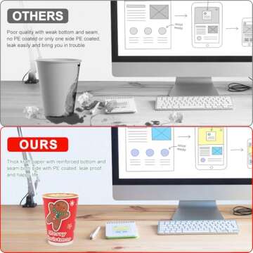 Richboom Disposable Christmas Coffee Cups - 42 Count 12 oz Cute Christmas Coffee Cups Disposable Coffee Cups Paper Cup for Cold/Hot Beverage Chocolate Cocoa Bar Party Supplies