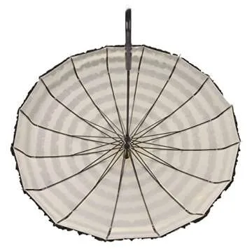 Outgeek Ladies Sunproof Umbrella Parasol Lace Flowers Pagoda-Shaped Victoria Style Long Handle (Cream) 2