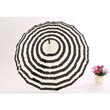 Outgeek Ladies Sunproof Umbrella Parasol Lace Flowers Pagoda-Shaped Victoria Style Long Handle (Cream) 2