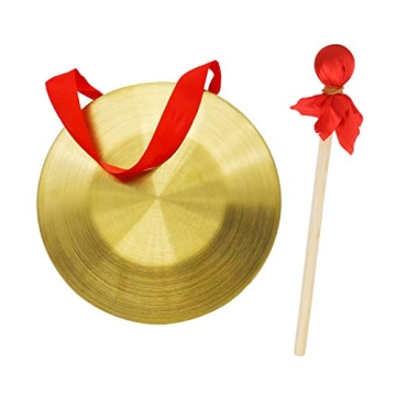 GTHER 15cm Chinese Gong - Traditional Percussion with Mallet & Ribbon for Events