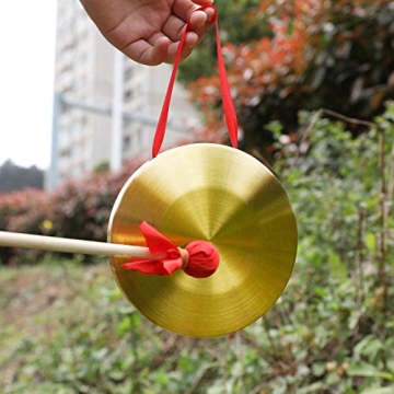 GTHER 15cm Chinese Gong with Wooden Mallet for Celebrations