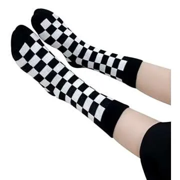 BonjourMrsMr Girls Checkered Crew Socks Cotton Cute Novelty Anklet Socks for Kids Toddler