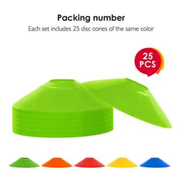 REEHUT Soccer Cones 25 Pack, Sport Agility Training Disc Cone for Football Basketball, Sports Equipment for Kids Field Markers with Free User E-Book Green