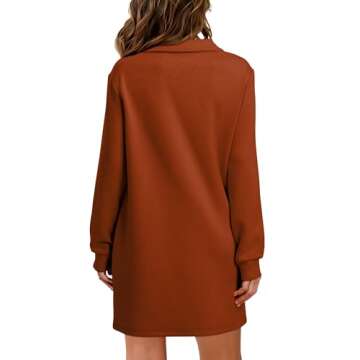 WIHOLL Sweatshirt Dresses for Women 2024 Casual Long Sleeve Dress Fall Outfits Women Loose Fitting Homecoming Preppy Sweatshirt Dress Caramel L