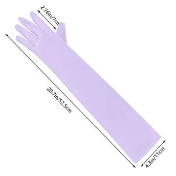 Wobe Long Opera Party 20s Satin Gloves Stretchy Adult Size Elbow Length Wedding (Light Purple)