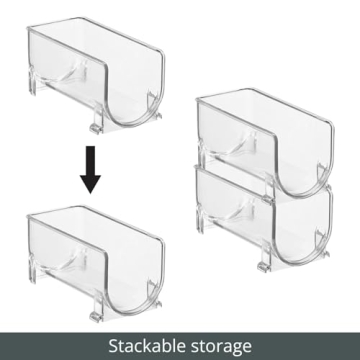mDesign Plastic Free-Standing Wine Set Rack Storage Organizer for Kitchen Countertops, Pantry Cabinet, Fridge Organization - Holds Water Bottle and Alcohol Bottles - 2 Pack - Clear