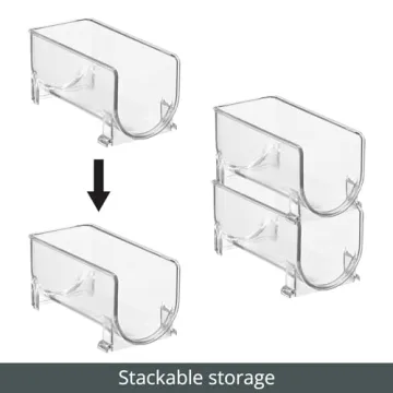 mDesign Plastic Free-Standing Wine Set Rack Storage Organizer for Kitchen Countertops, Pantry Cabinet, Fridge Organization - Holds Water Bottle and Alcohol Bottles - 2 Pack - Clear