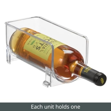 mDesign Plastic Free-Standing Wine Set Rack Storage Organizer for Kitchen Countertops, Pantry Cabinet, Fridge Organization - Holds Water Bottle and Alcohol Bottles - 2 Pack - Clear