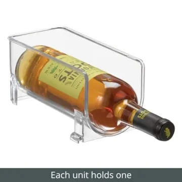 mDesign Plastic Free-Standing Wine Set Rack Storage Organizer for Kitchen Countertops, Pantry Cabinet, Fridge Organization - Holds Water Bottle and Alcohol Bottles - 2 Pack - Clear