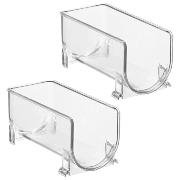 mDesign Plastic Free-Standing Wine Set Rack Storage Organizer for Kitchen Countertops, Pantry Cabinet, Fridge Organization - Holds Water Bottle and Alcohol Bottles - 2 Pack - Clear