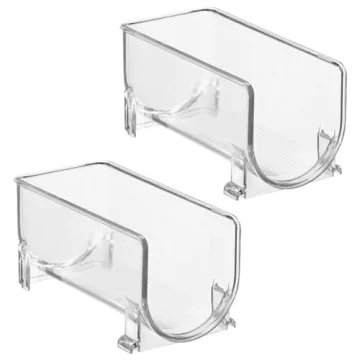 mDesign Plastic Free-Standing Wine Set Rack Storage Organizer for Kitchen Countertops, Pantry Cabinet, Fridge Organization - Holds Water Bottle and Alcohol Bottles - 2 Pack - Clear