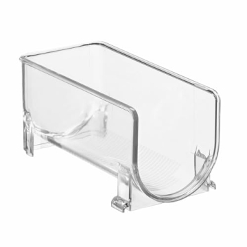 mDesign Plastic Free-Standing Wine Set Rack Storage Organizer for Kitchen Countertops, Pantry Cabinet, Fridge Organization - Holds Water Bottle and Alcohol Bottles - 2 Pack - Clear