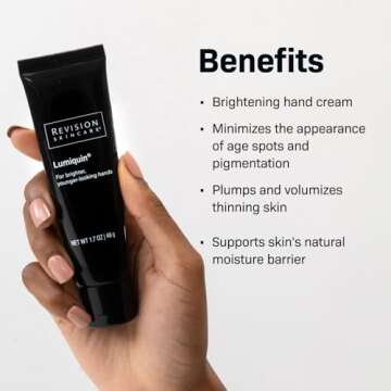 Revision Skincare Lumiquin® Hand Cream, Anti Aging Hand Moisturizer, Supports Moisture Barrier, Skin Brightening, 1.7 oz