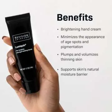 Revision Skincare Lumiquin® Hand Cream, Anti Aging Hand Moisturizer, Supports Moisture Barrier, Skin Brightening, 1.7 oz