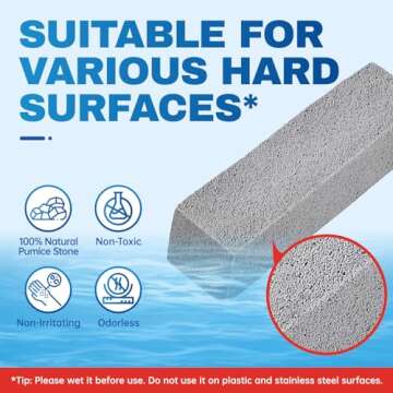 Vacplus Toilet Brush - Toilet Bowl Cleaners with Extra Long Handle, 100% Pumice Stone for Toilet Cleaning, Remove Limescale, Rust, Cleaning Supplies for Toilet, Pool, Bathroom, Sink, 2 Pack