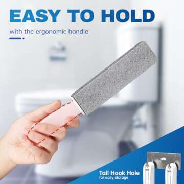 Vacplus Toilet Brush - Toilet Bowl Cleaners with Extra Long Handle, 100% Pumice Stone for Toilet Cleaning, Remove Limescale, Rust, Cleaning Supplies for Toilet, Pool, Bathroom, Sink, 2 Pack