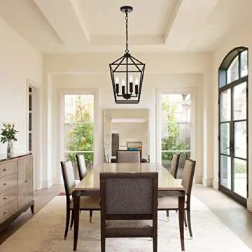 MELUCEE Farmhouse Chandelier - Vintage Black Pendant Light