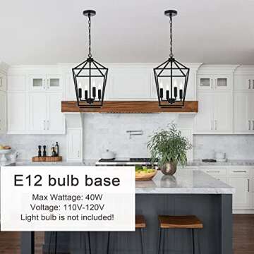 MELUCEE Farmhouse Chandelier - Vintage Black Pendant Light