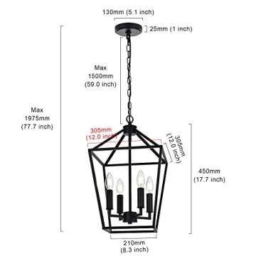 MELUCEE Farmhouse Chandelier - Vintage Black Pendant Light