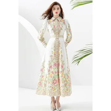 LAI MENG FIVE CATS Floral Print Maxi Dress For Women