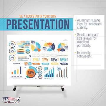 U.S. Art Supply 15" High Aluminum Tabletop Display Easel (Pack of 10) - Collapsible Folding Frame, Portable Artist Tripod Stand - Holds Canvas, Paintings, Books, Presentations, Photos, Pictures, Signs