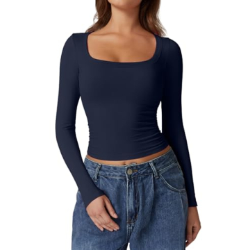 Stylish Long Sleeve Crop Top for Women by QINSEN