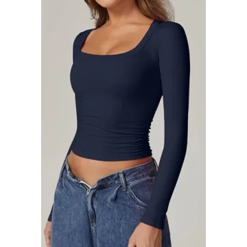 Stylish Long Sleeve Crop Top for Women by QINSEN