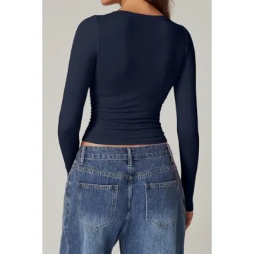 Stylish Long Sleeve Crop Top for Women by QINSEN