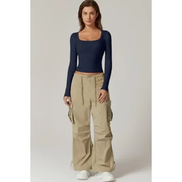 Stylish Long Sleeve Crop Top for Women by QINSEN