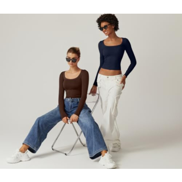 Stylish Long Sleeve Crop Top for Women by QINSEN