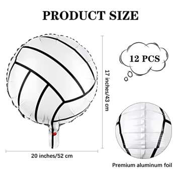 durony 12 Pieces 20 Inches Volleyball Balloons Foil Mylar Volleyball Balloons Aluminum Foil Balloons...