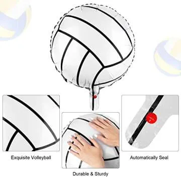 durony 12 Pieces 20 Inches Volleyball Balloons Foil Mylar Volleyball Balloons Aluminum Foil Balloons for Birthday Volleyball Party Supplies Sports Banquet Party Decorations