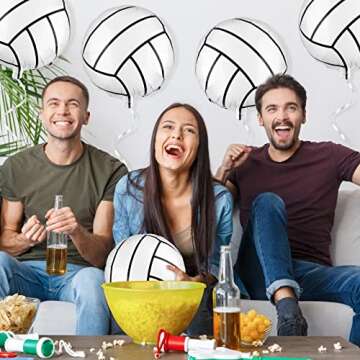 durony 12 Pieces 20 Inches Volleyball Balloons Foil Mylar Volleyball Balloons Aluminum Foil Balloons for Birthday Volleyball Party Supplies Sports Banquet Party Decorations