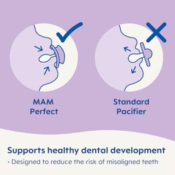 MAM Perfect Baby Pacifier, Patented Nipple, Developed with Pediatric Dentists & Orthodontists, Boy, 0-6 (Pack of 2)