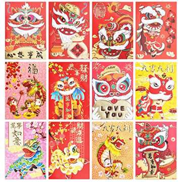 Zealor 72 Pieces Chinese Red Envelopes for New Year