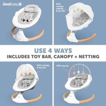 Jool Baby Nova Nature Baby Swing for Newborns – Natural Wood Toys, Electric Motorized Infant Swing, Bluetooth Music